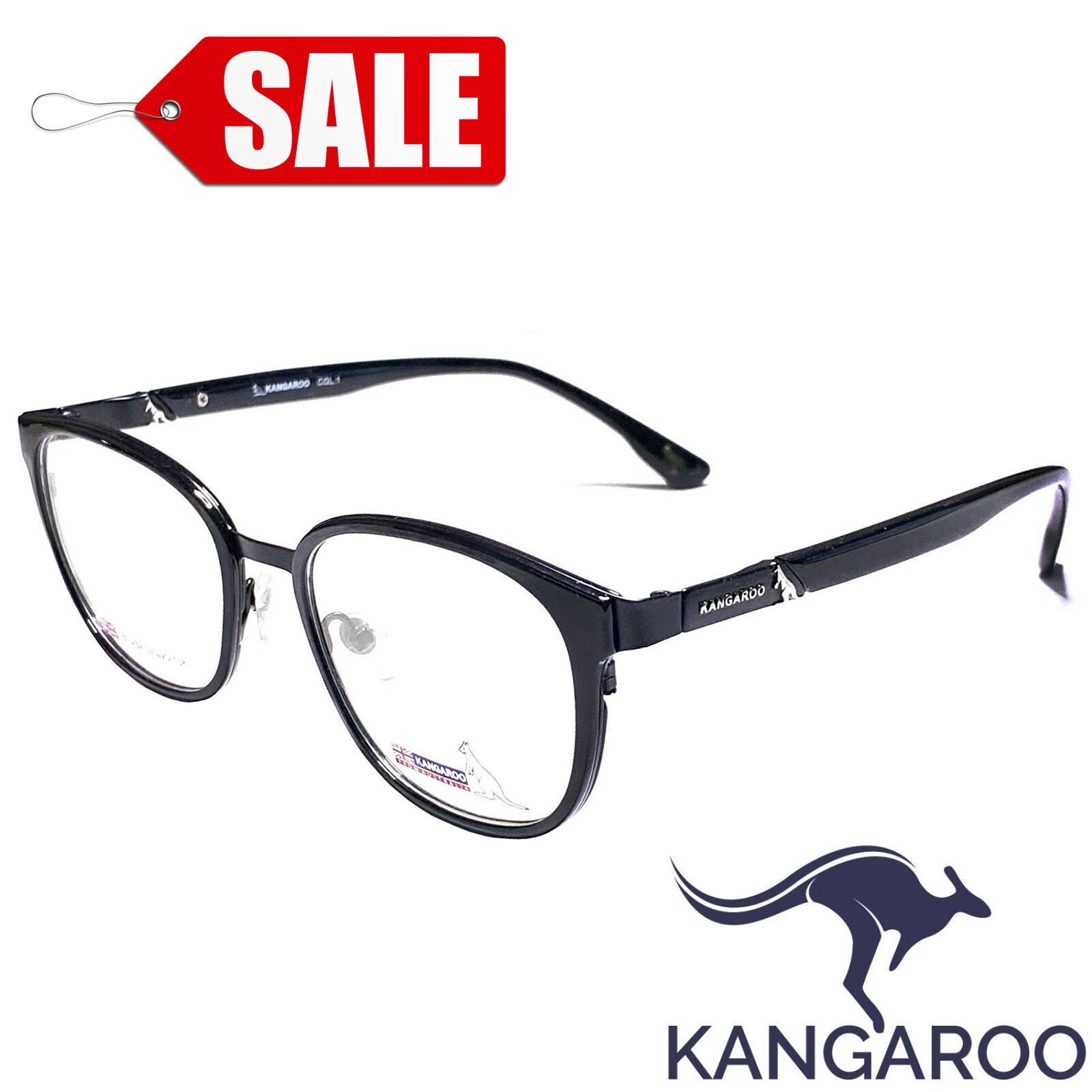 กรอบแว่นตา สำหรับตัดเลนส์ แว่นสายตา แว่นตา Fashion รุ่น Kangaroo 181528 วัสดุ Stainless Steel กรอบเต็ม ทรงรี ขาข้อต่อ รับตัดเลนส์ทุกชนิด ราคาถูก