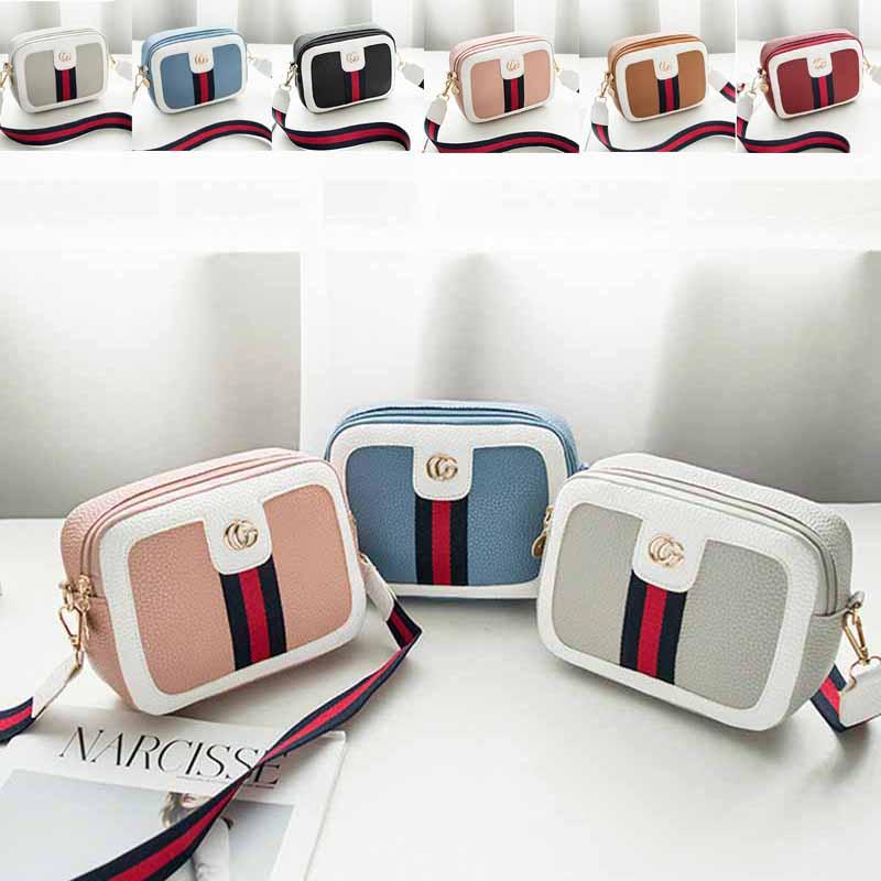️️กระเป๋าผ้าสะพายข้าง Women PU Single Shoulder Bag Design Messenger Square Bag with Letters