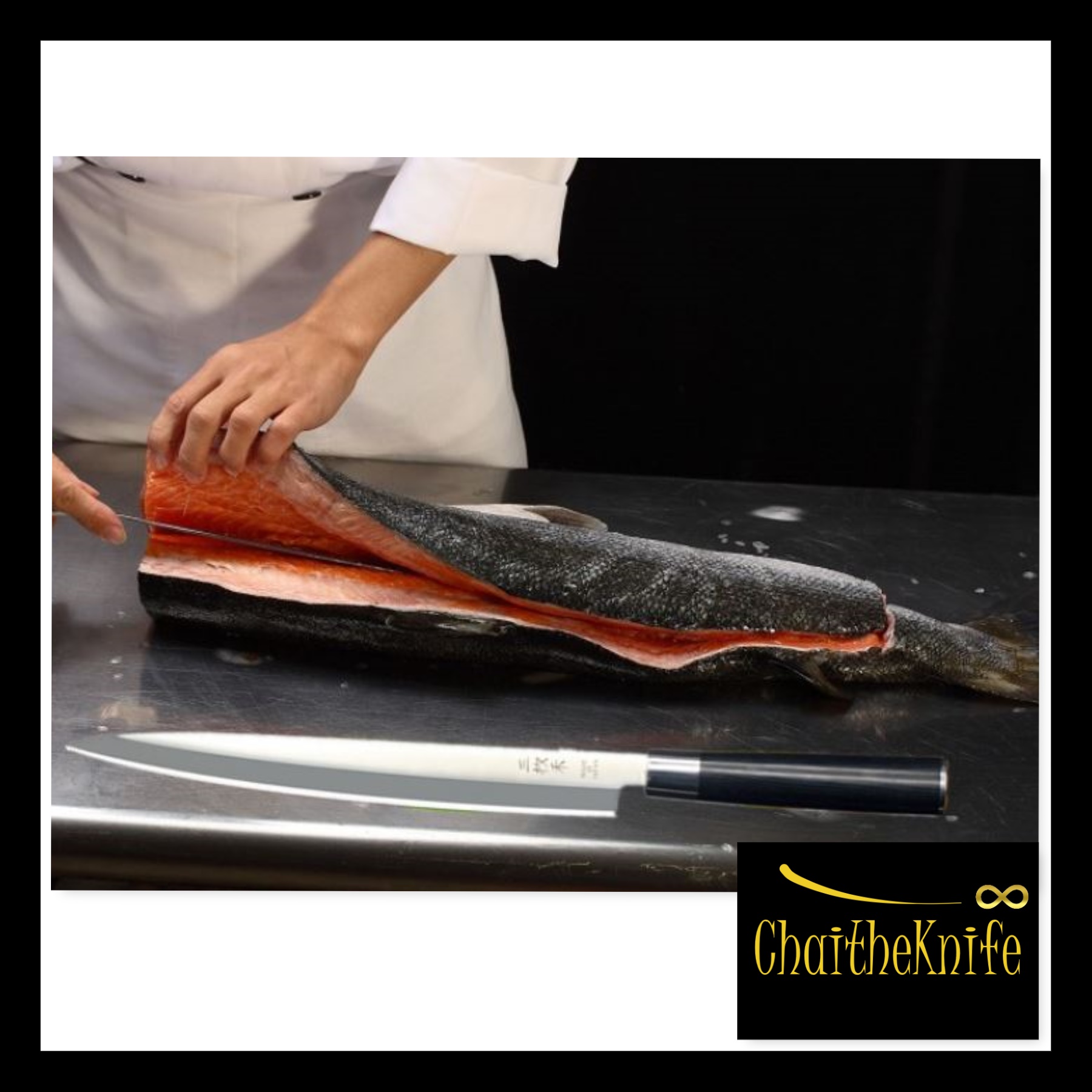 มีดเชฟ ญี่ปุ่น ยานากิบะ Japanese Fish Knife Yanagiba ใบมีดยาว 33 เซ็นติเมตร ยาวที่สุดในรุ่น ด้ามจับ G10 เกรดพรีเมี่ยม Japanese Yanagiba Fish Knife 33 cm longest one G10 handle