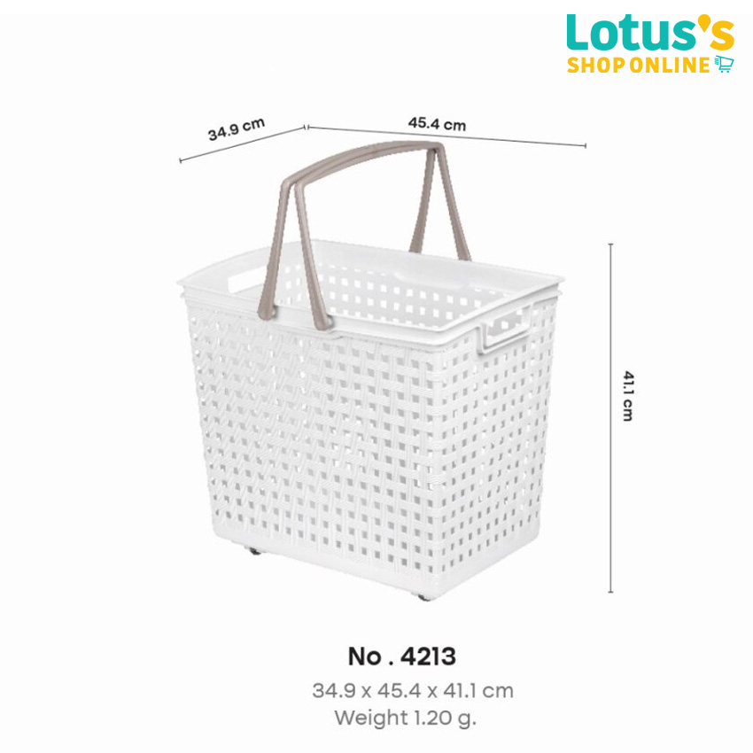 LOTUSS LOUNDRY BASKET WITH WHEEL WHITE NO. 4213 ราคา 149 บาท*ส่งฟรี