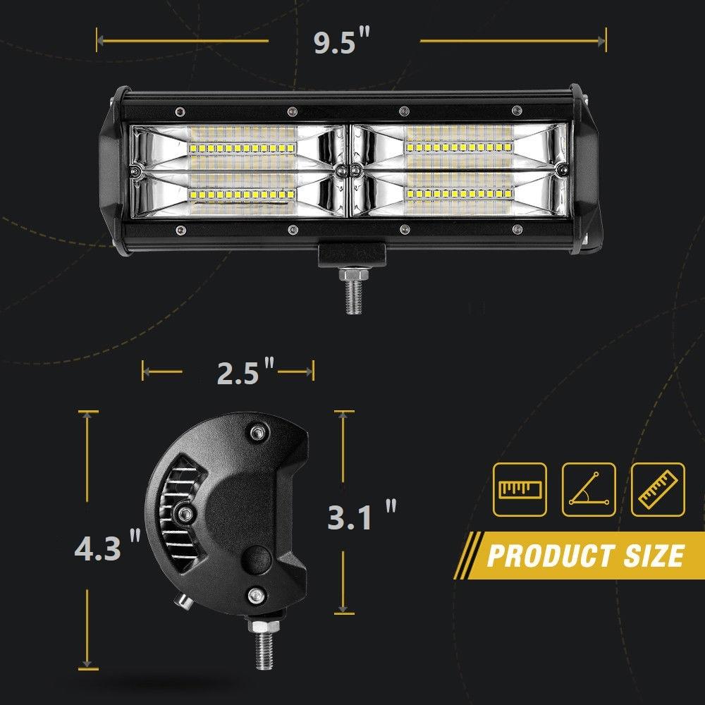 NEW Super Bright !! ไฟสปอร์ตไลท์รถยนต์ ไฟหน้ารถ ไฟท้าย 144W 12V-24V รุ่น LED COMBO BEAM 8D สว่างมากกกกกว่าเดิม *เเสงกระจายเเละเเสงพุ่ง* สำหรับอะไหล่รถ อุปกรณ