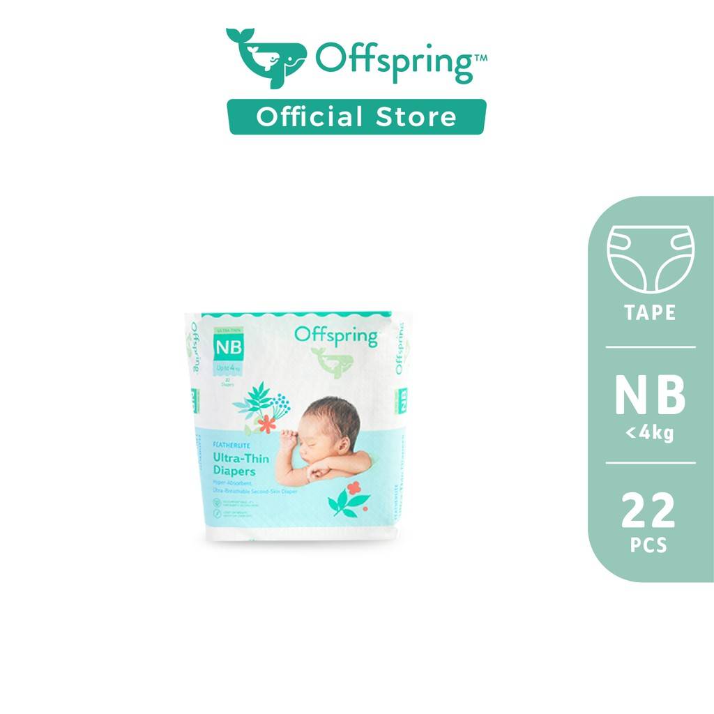 ผ้าอ้อมเด็กสำหรับเด็กแรกเกิด Offspring Ultra Thin NB รุ่น บางเฉียบแบบเทป ไซส์ New Born (แรกเกิด) (22ชิ้น) ราคา 280 บาท*ส่งฟรี