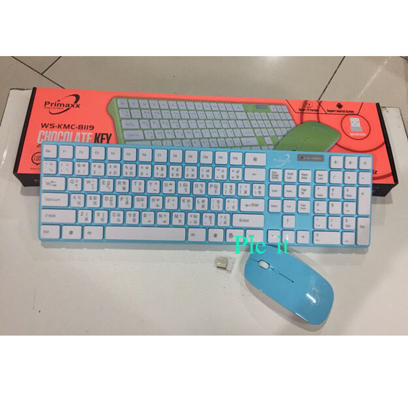 Primaxx ชุด คีบอร์ดไร้สาย+ เมาส์ไร้สาย บาง slim Wireless keyboard mouse set รุ่น WS-KMC-8119