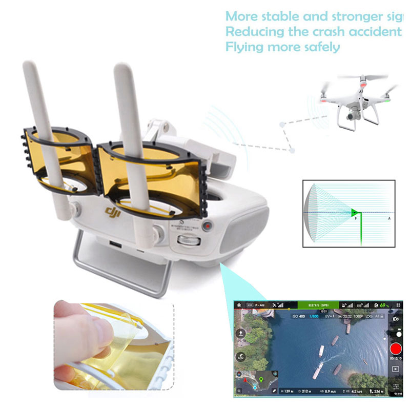 frsky receiver DJI phantom 4 Pro drone Controller Signal Booster Range Extender เสาอากาศ Parabolic แบบพับได้สำหรับ DJI Phantom 4 pro V2.0 drone