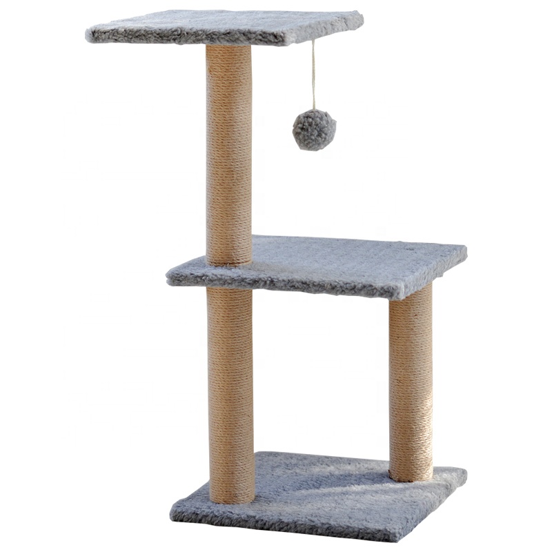 [พร้อมส่ง ราคาถูกที่สุด] คอนโดแมว 3 ชั้น สูง70cm พร้อมของเล่น ปอมปอม  เสาลับเล็บ  ที่นอนแมว Y125