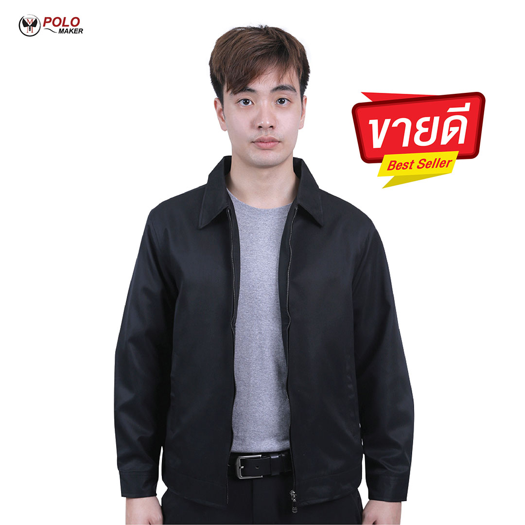 POLOMAKER เสื้อแจ็คเก็ต คอปกJS1101 สีดำ (ชาย)
