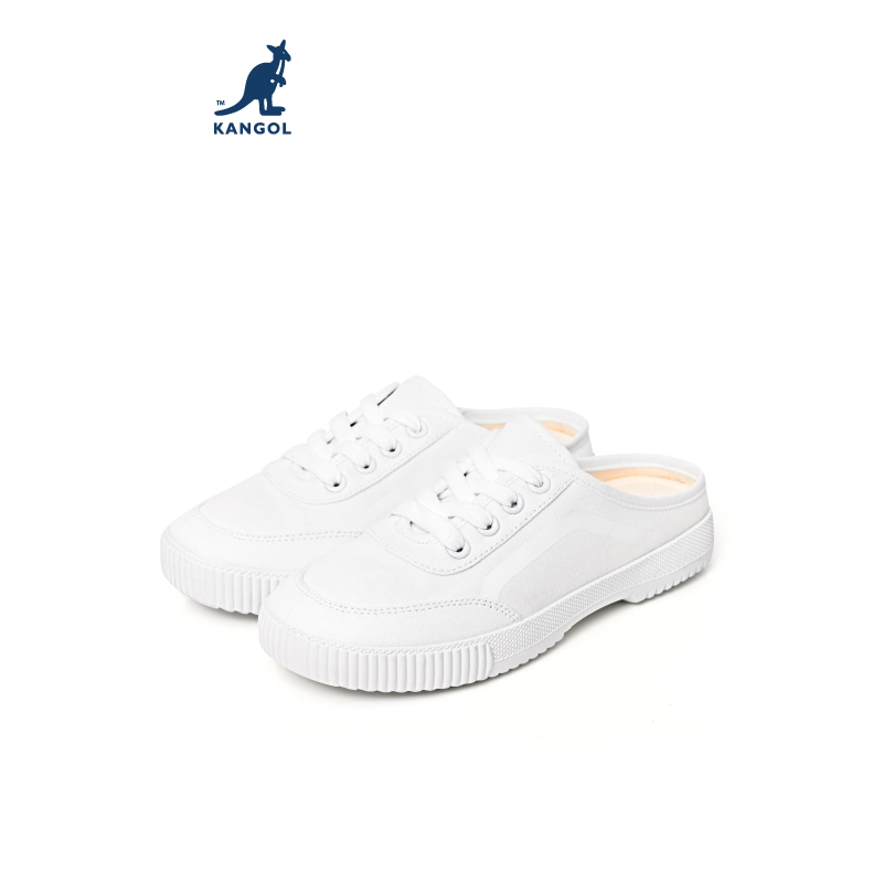 KANGOL Sneakers unisex รองเท้าแตะผ้าใบ รุ่น Slip on สีขาว,ดำ