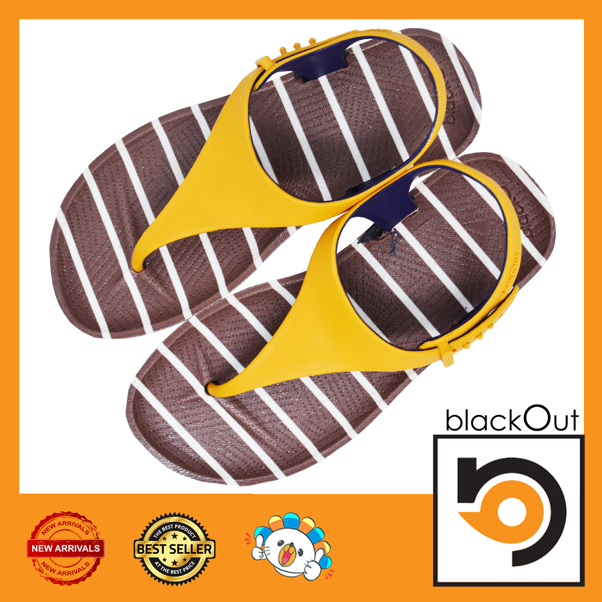 Blackout Zyne Slingback / แตะหนีบลายเส้นน้ำตาล(หูเหลืองน้ำเงิน) ราคา 360 บาท*ส่งฟรี