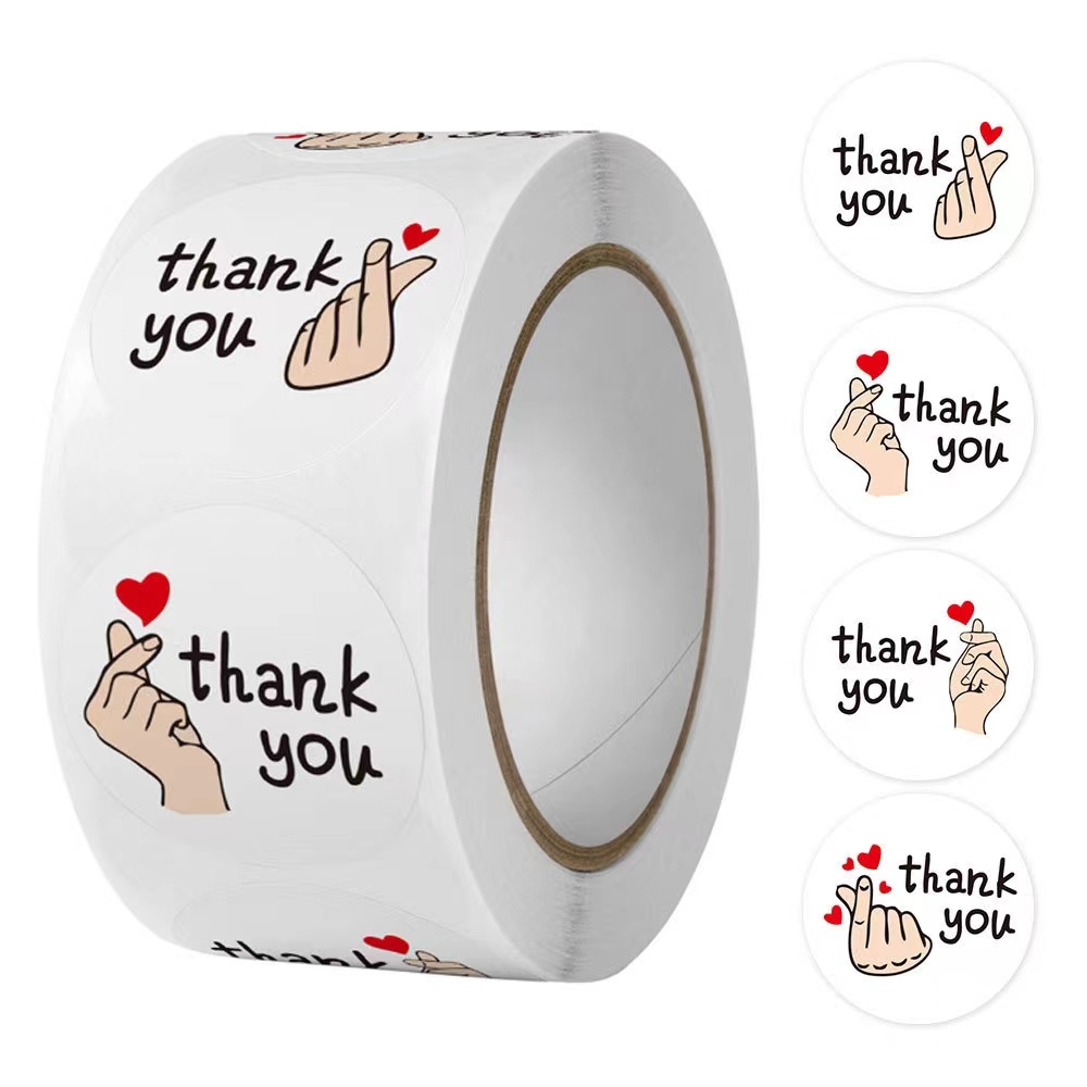 500ดวง สติ๊กเกอร์ขอบคุณ ติดกล่อง ติดแก้ว น่ารัก ตกแต่ง Sticker Thankyou K03