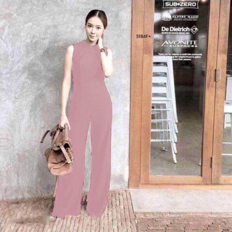 J5184 Jumpsuit จั๊มสูท คอเต่า ขายาว