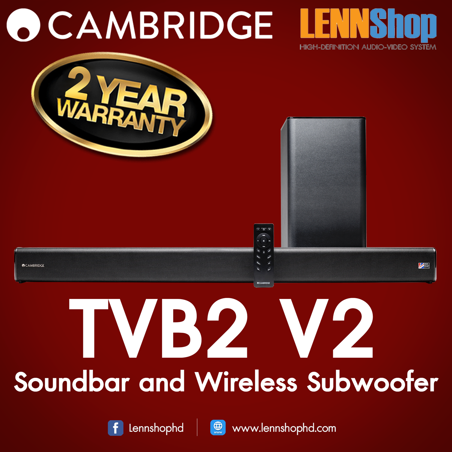 Cambridge Audio TVB2 (V2) Soundbar&Wireless Subwoofer รับประกัน 2 ปี ศูนย์ POWER BUY จากผู้นำเข้าอย่างเป็นทางการ