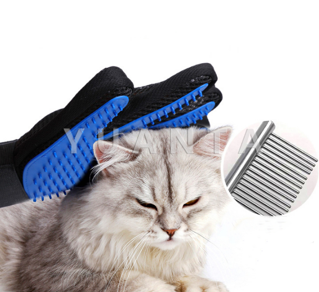 YUANTA ถุงมือหวีขนแมว หวีแมว ถุงมือรูดขนสัตว์ถุงมือแปรงขนแมว Pet hair removal gloves Comb gloves
