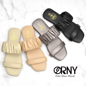 สินค้า ของแท้ 💯 ORNY(ออร์นี่) ® รองเท้าบาร์บี้ รองเท้าแตะ2ตอน รองเท้าแตะนุ่มหนังย่น ทรงน่ารักมาก รุ่น OY298