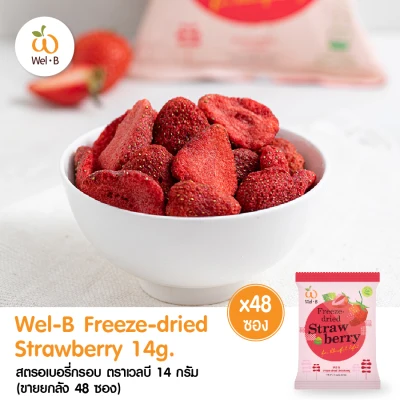 [ขายยกลัง 48 ซอง] Wel-B Freeze-dried Strawberry 14g (สตรอเบอรี่กรอบ 14g. ตราเวลบี) - ขนม ขนมเด็ก ขนมสำหรับเด็ก ขนมเพื่อสุขภาพ ฟรีซดราย ไม่มีน้ำมัน ไม่ใช้ความร้อน ย่อยง่าย มีประโยชน์