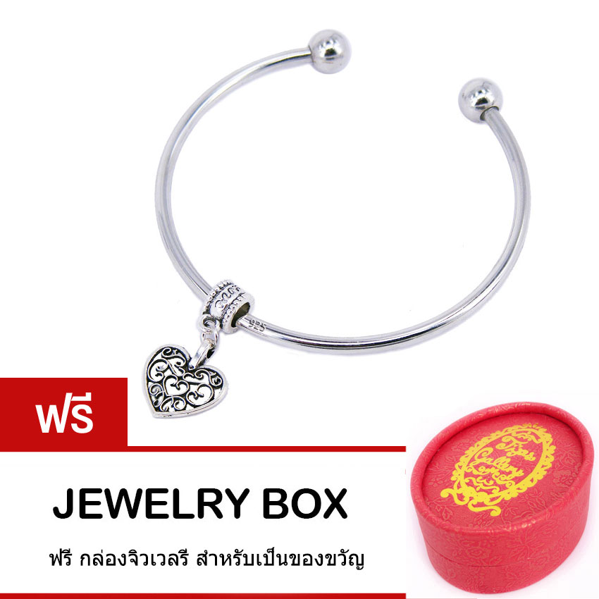 Tips Gallery กำไล ข้อมือ เงิน 925 หุ้ม ทองคำ ขาว แท้ 18K รุ่น Valentine Floral Love Bracelet Design TBS081 ฟรี กล่องจิวเวลรี ราคา 249 บาท*ส่งฟรี
