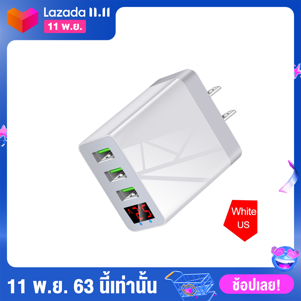 เยียนเชียนชิโวล®แบบพกพา 3 USB 48W QC3.0 3.1a รวดเร็วชาร์จจอแสดงผลดิจิตอลผนังอะแดปเตอร์ชาร์จ