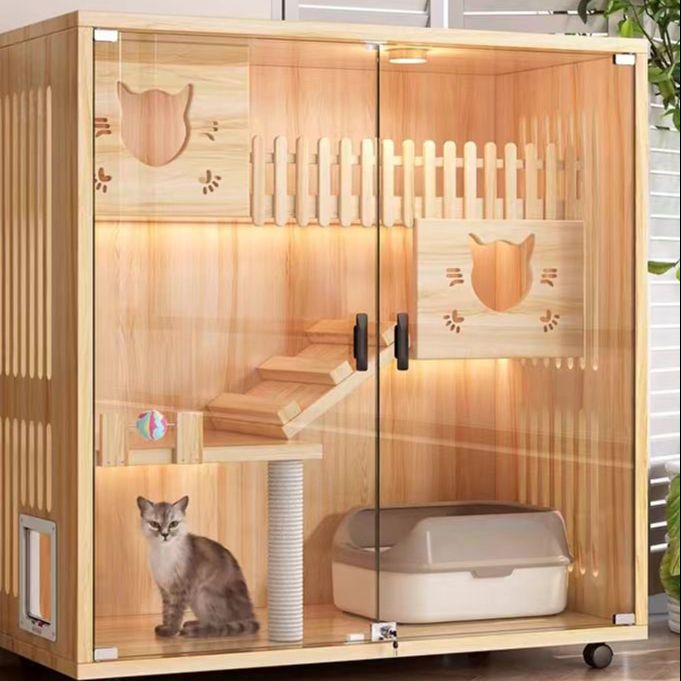 L&Q Cat Villa, Cat House, Cat Cage, Large Cat Cage Real Wood Cat Villa with Wheels, Waterproof, Multi-Purpose Cat Cage. ราคา 4,811 บาท*ส่งฟรี