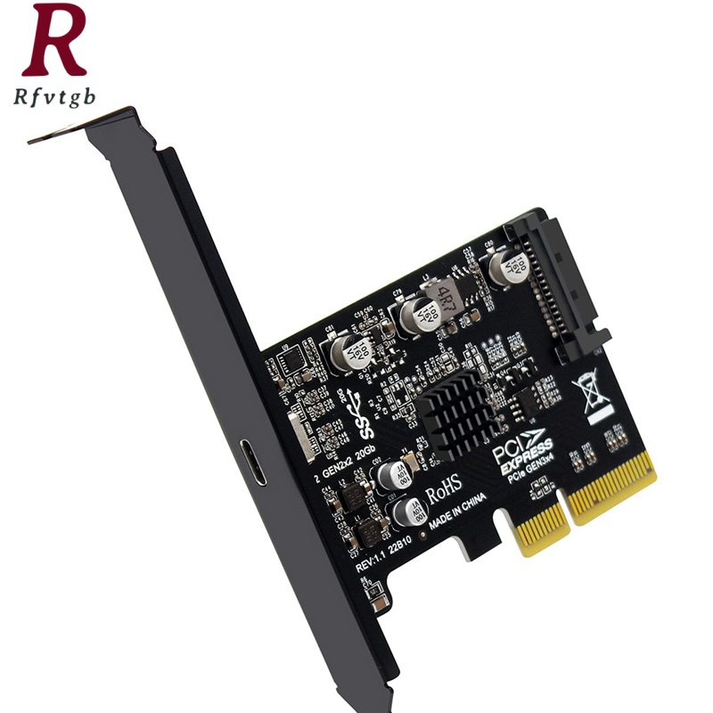 USB PCIE Card Type C PCI-Express 4X to USB 3.2 Gen 2X2 (20Gbps) ASM3242 Chipset for Windows 8/10/Linux ราคา 852 บาท*ส่งฟรี