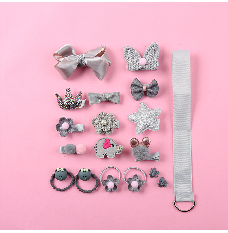 18 ชิ้น / เซ็ตสาวกิ๊บติดผมแหวนเจ้าหญิงไม่เจ็บผมยางรัดหัวเชือก18pc/set/box Girls hair pin/ clip / ring princess  no hurt hair rubber band Gift Box Set