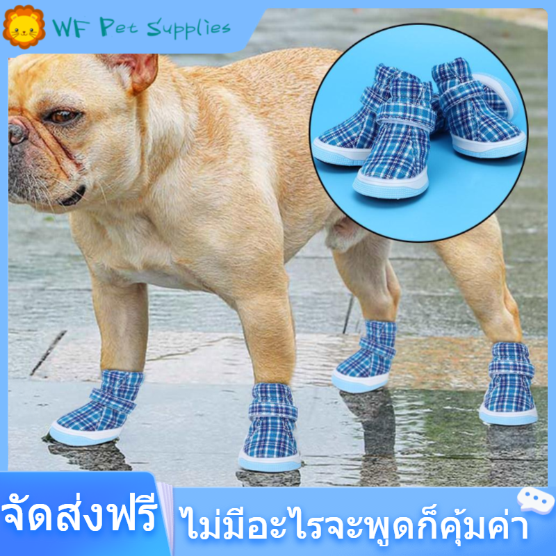 [ราคาถูก]4Pcs Blue Non-สุนัขผ้านุ่มรองเท้ากีฬากลางแจ้ง Breathable Puppy รองเท้าผ้าใบหมายเลข Puppy Shoes 5