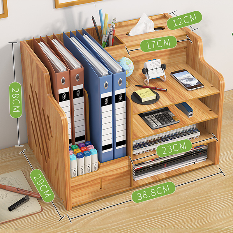ชั้นเก็บเครื่องเขียน ชั้นเครื่องเขียน ชั้นวางเอกสารลายไม้ Desk Organizer Wooden ที่วางปากกาตั้งโต๊ะ ชั้นใส่เครื่องเขียน ของใช้ คอนโดปากกา