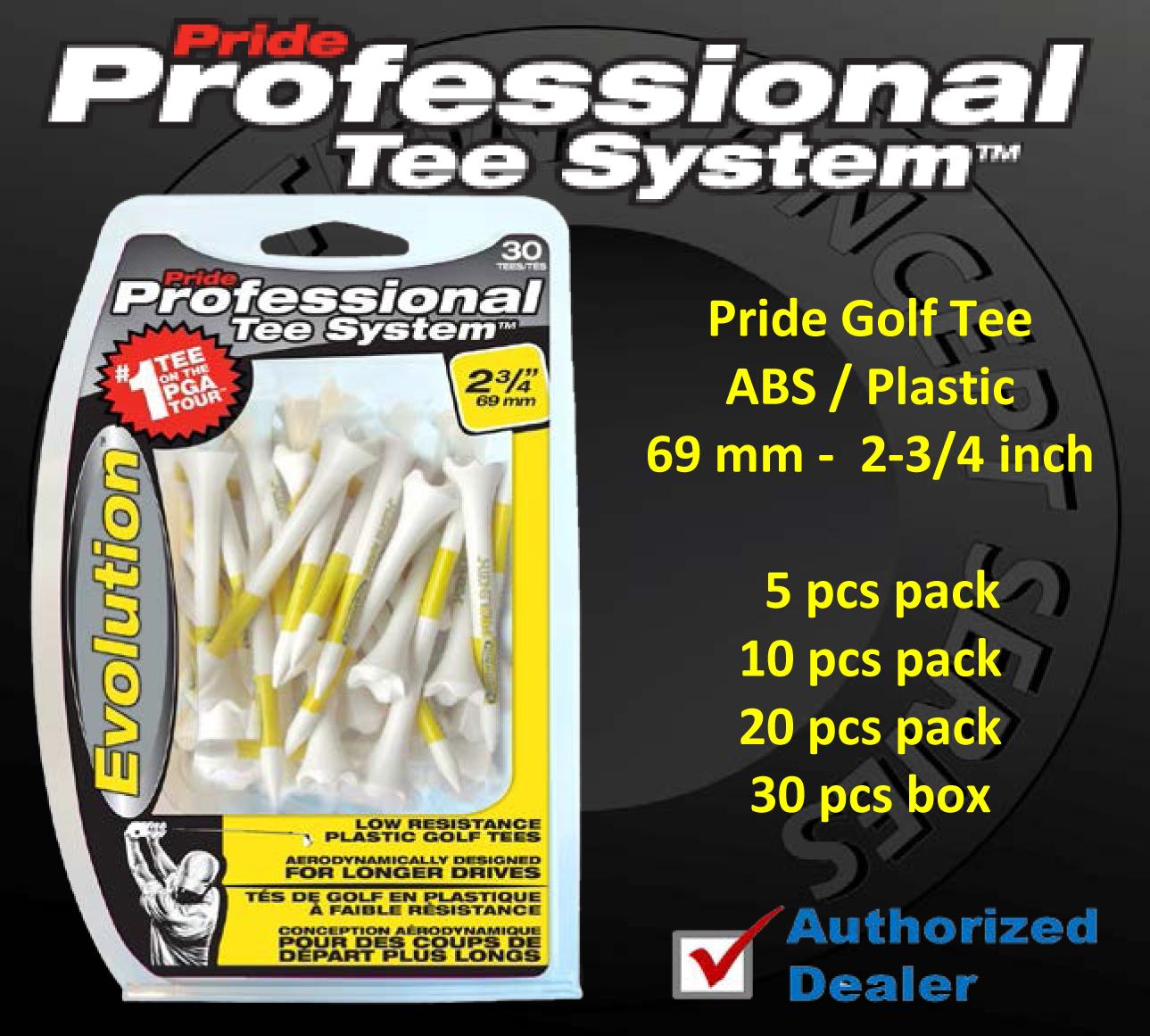 Pride Golf Evolution Professional ABS Plastic Tee`s ( 69 mm - 2-3/4 inch ) 5/10/20/30 pcs. Pack