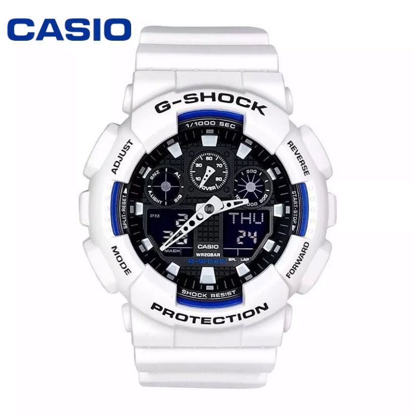 นาฬิกาข้อมือผู้ชาย สายเรซิ่น Casio G-Shock รุ่น GA-100B-7A(white)สินค้ารับประกัน1ปี