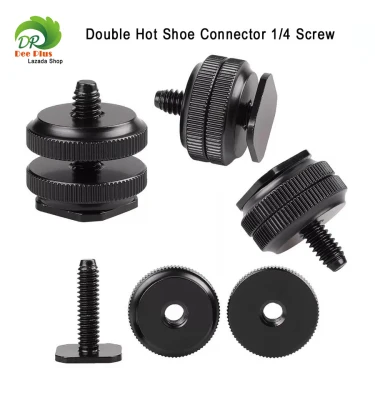 Double Hot shoe connector 1/4 camera screw hot shoe boots adapter