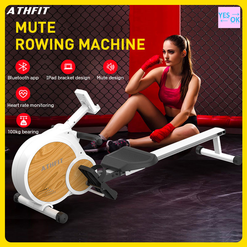 rowing machine  fitness rowing machine กรรเชียงบก สุขภาพ & การออกกำลังกาย เครื่องพายแม่เหล็กในร่ม w/8 ระดับความต้านทานที่ปรับได้ Rower จอแอลซีดี น้ำหนักสูงสุด 120 กก ARM YESOK