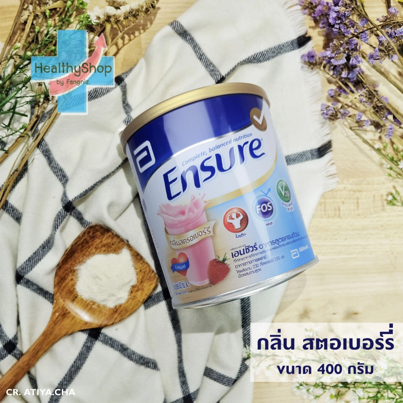 ภาพหน้าปกสินค้าEnsure สตอเบอรี่ เอนชัวร์อาหารสูตรครบถ้วน ขนาด 400กรัม EXP.2023 จากร้าน Healthyshop.me บน Lazada