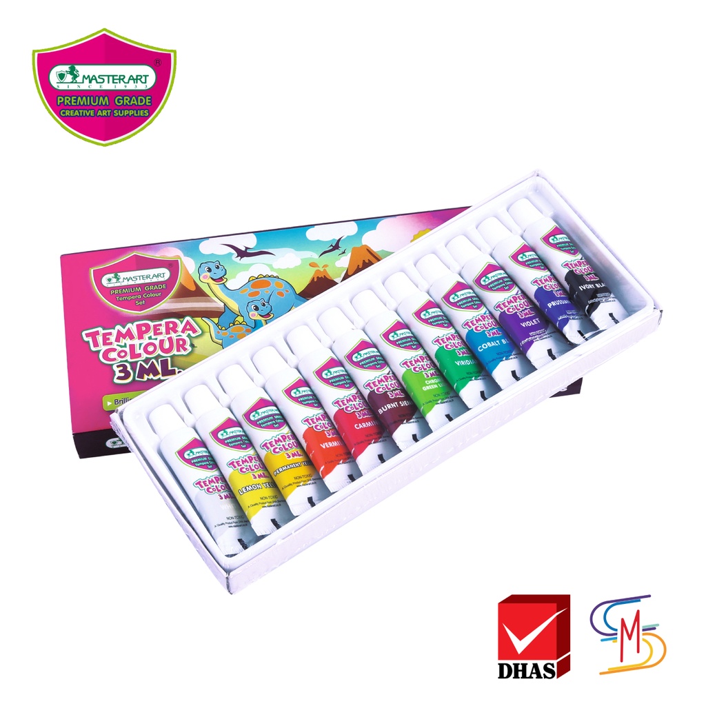 Master Art สีน้ำ สีน้ำเทมพาร่า 12 สี 3 มล. จำนวน 1 กล่อง