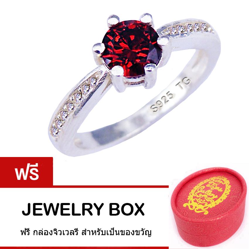Tips Gallery แหวน เงินแท้ 925 หุ้มทองคำขาว เพชร CZ Hearts &Arrows 1 กะรัต รุ่น Diamond Solitaire Eternity Design TRS110 ฟรี กล่องจิวเวลรี ราคา 249 บาท*ส่งฟรี