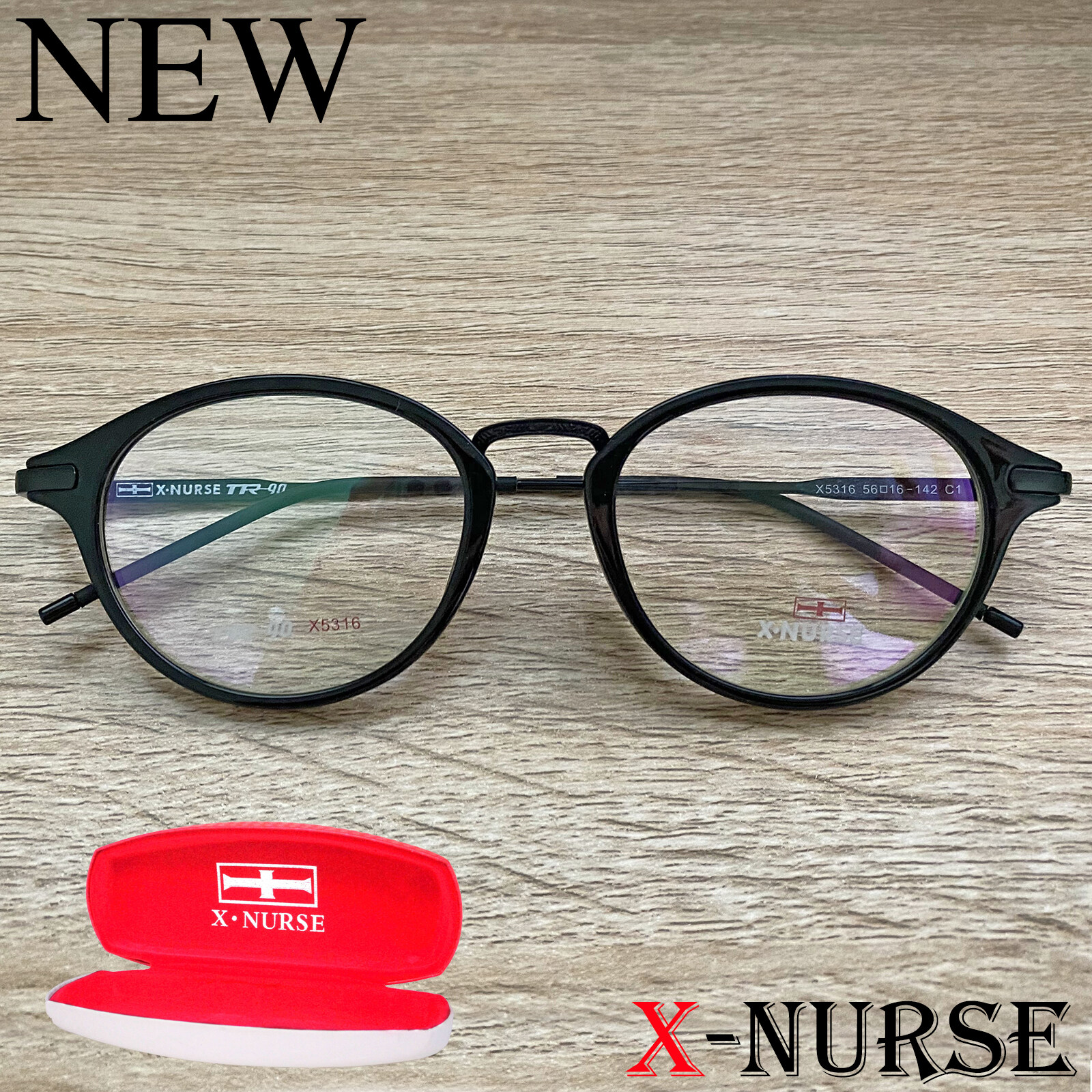 กรอบแว่นตา แว่นตาสำหรับตัดเลนส์ ผู้ชาย ผู้หญิง Fashion รุ่น X-NURSE 5316 สีดำ ทรงรี ขาข้อต่อ วัสดุ พลาสติก พีซี เกรด เอ รับตัดเลนส์สายตาเลนส์กันแดดทุกชนิด