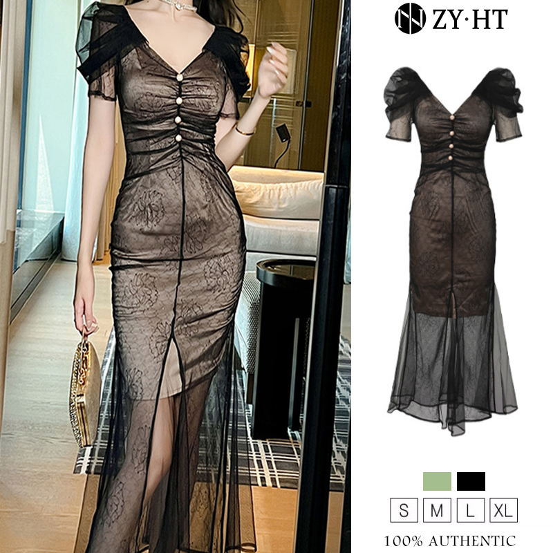 ZY.HT EraVogue เดรสผู้หญิง เดรสสีดำ เดรสตาข่าย เดรสหางปลา เดรสไฮโซ เดรสออกงาน เดรสคอวี เดรสเซ็กซี่ เดรสฝรั่งเศส 20571 ราคา 1,578 บาท*ส่งฟรี
