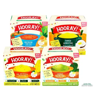 Hooray! Infants and Young children ages 6 months to 3 years 140g. 4 Flavors