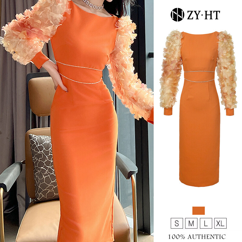 ZY.HT EraVogue เดรสผู้หญิง เดรสสีส้ม เดรสแขนพอง เดรสทำงาน เดรสไฮโซ เดรสออกงาน เดรสไปงานแต่ง เดรสเซ็กซี่ เดรสฝรั่งเศส 10864 ราคา 1,879 บาท*ส่งฟรี