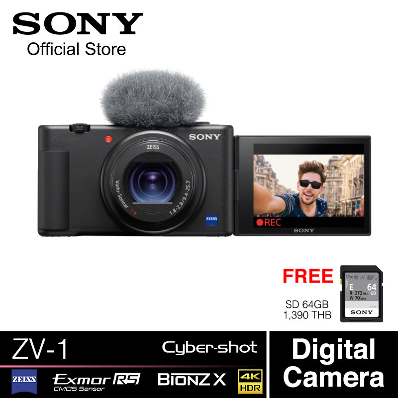 Sony ZV-1 Digital Camera 20.1MP ZEISS Lens 4K Recording with Internal Microphone