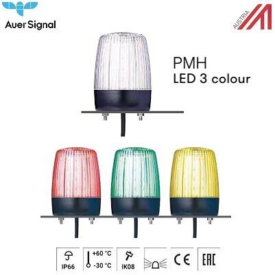 LED Visual signalling (steady / 3 Color) / ไฟสัญญาณ เลนส์ใส แบบไฟติดค้าง เปลี่ยนได้ 3 สีในตัวเดียว  - AUER (Made in Austria)