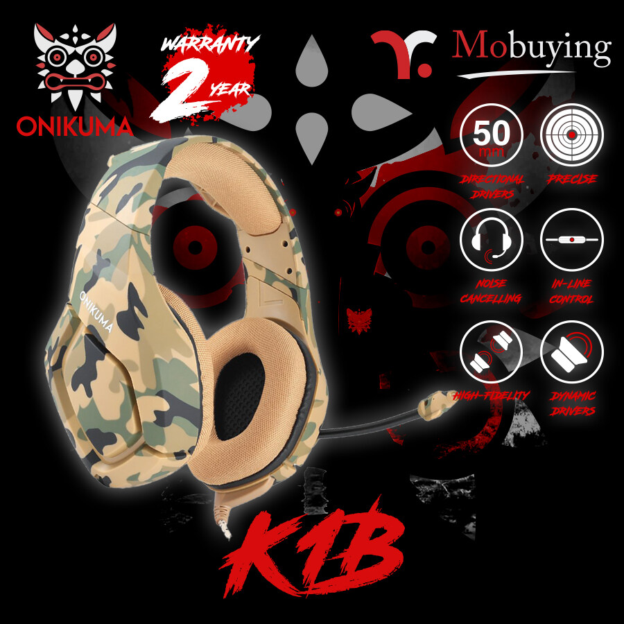 หูฟังเกมมิ่ง ONIKUMA K1B Gaming Headset หูฟัง ขนาดลำโพง 50mm หูฟังเกมมิ่ง ไมโครโฟนตัดเสียงรบกวน พร้อมแสงไฟ LED รองรับการใช้ทุก Platform PC/Mobile/Console หูฟังเกมมิ่ง หูฟังสำหรับเล่นเกม Gaming Headset Stereo Sound