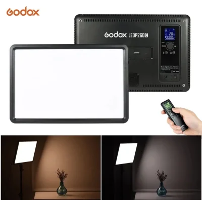 พร้อมส่ง (พร้อมขาตั้ง) Godox LED Video P260C LigUltra-thin 30W 3300K~5600K Color Temperature Bi-Color LED Video Light w/ AC Adapter Remote