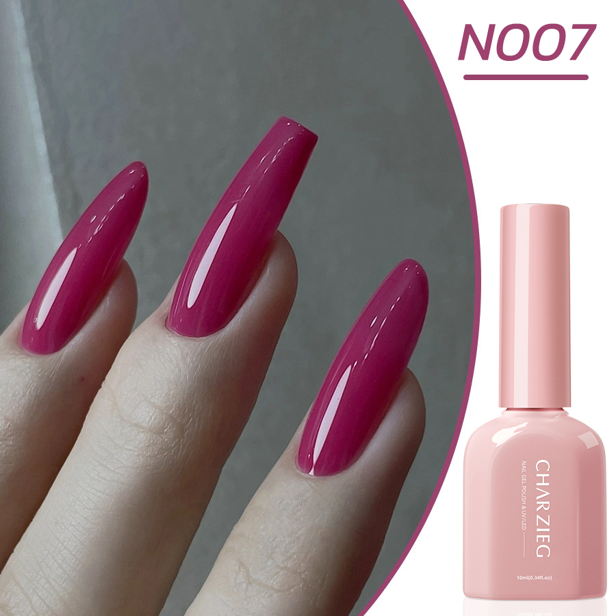 สีทาเล็บเจล สีชมพูบานเย็น N007 เม็ดสีแน่น ขนาด 10 ML