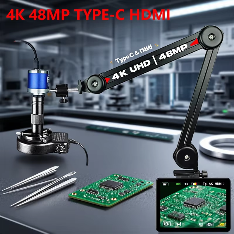 【In Stock, Ready to Ship from Thailand】4K 48Mp Microscope with HDMI and Type-C, 360 Adjustable Arm. ° 0-150X Magnification for Electronic Repairs Eu/Us/Mx/Brazil Warehouse ราคา 3,599 บาท*ส่งฟรี