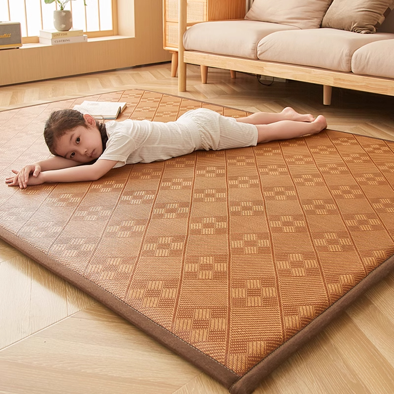 LINSY HOME สไตล์ญี่ปุ่น พรมปูพื้นไม้ไผ่ ฤดูร้อน เสื่อไม้ไผ่พับได้ เสื่อทาทามิ สำหรับใช้ในบ้าน นักเรียน ห้องนั่งเล่น ระเบียง ขนาด แผ่นกันลื่น ทนทาน COD