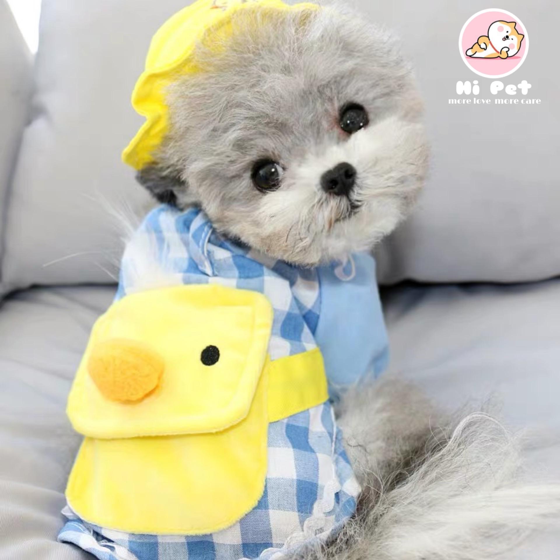 Hi Pet ❤ Pet Lovely Clothes เสื้อผ้าสัตว์เลี้ยงแฟชั่นหมวกสีเหลืองกระโปรงตุ๊กตาหมีแมวลูกสุนัขรูปแบบลายสก๊อต