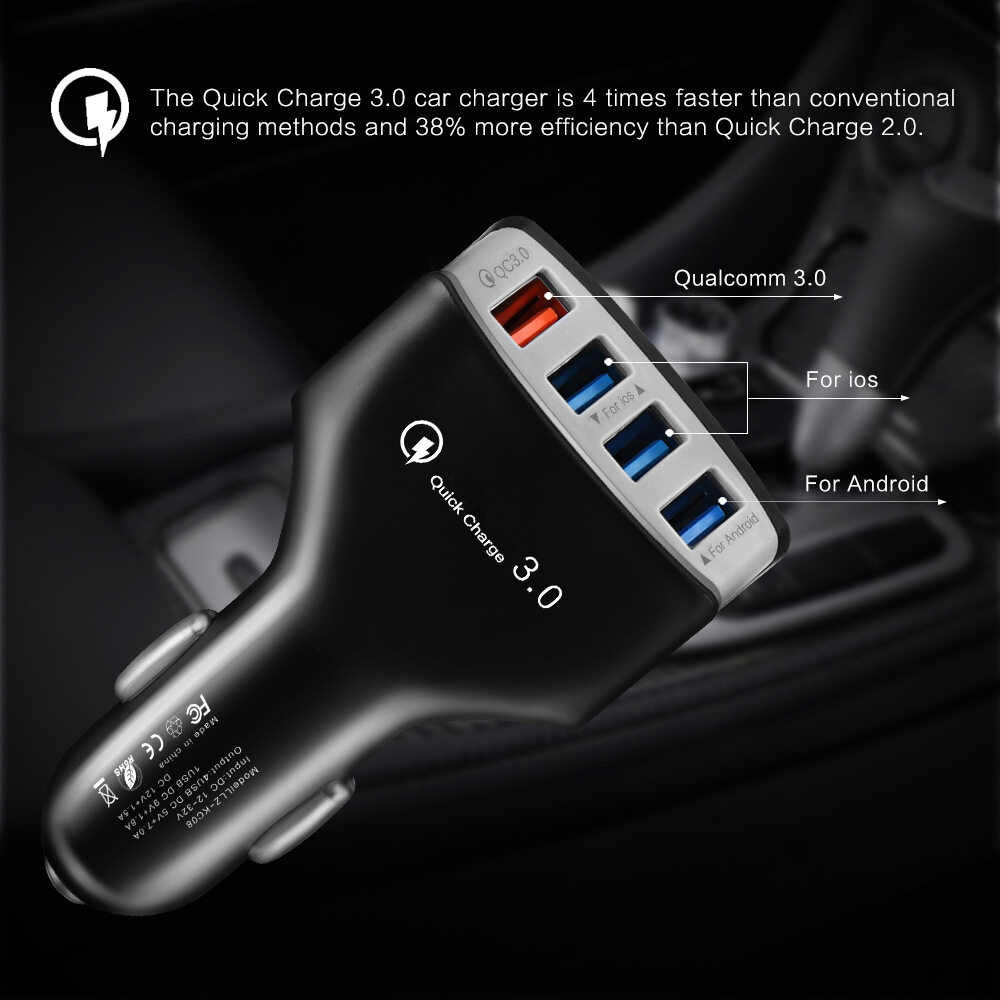 Promotion!! พอร์ต USB Charger Car 35W 6Aที่ชาร์จแบตในรถ Quick ที่ชาร์ตสำหรับซัมซุง forไอโฟน Huawei Xiaomi QC 3.0 ที่ชาร์จไอโฟนในรถ