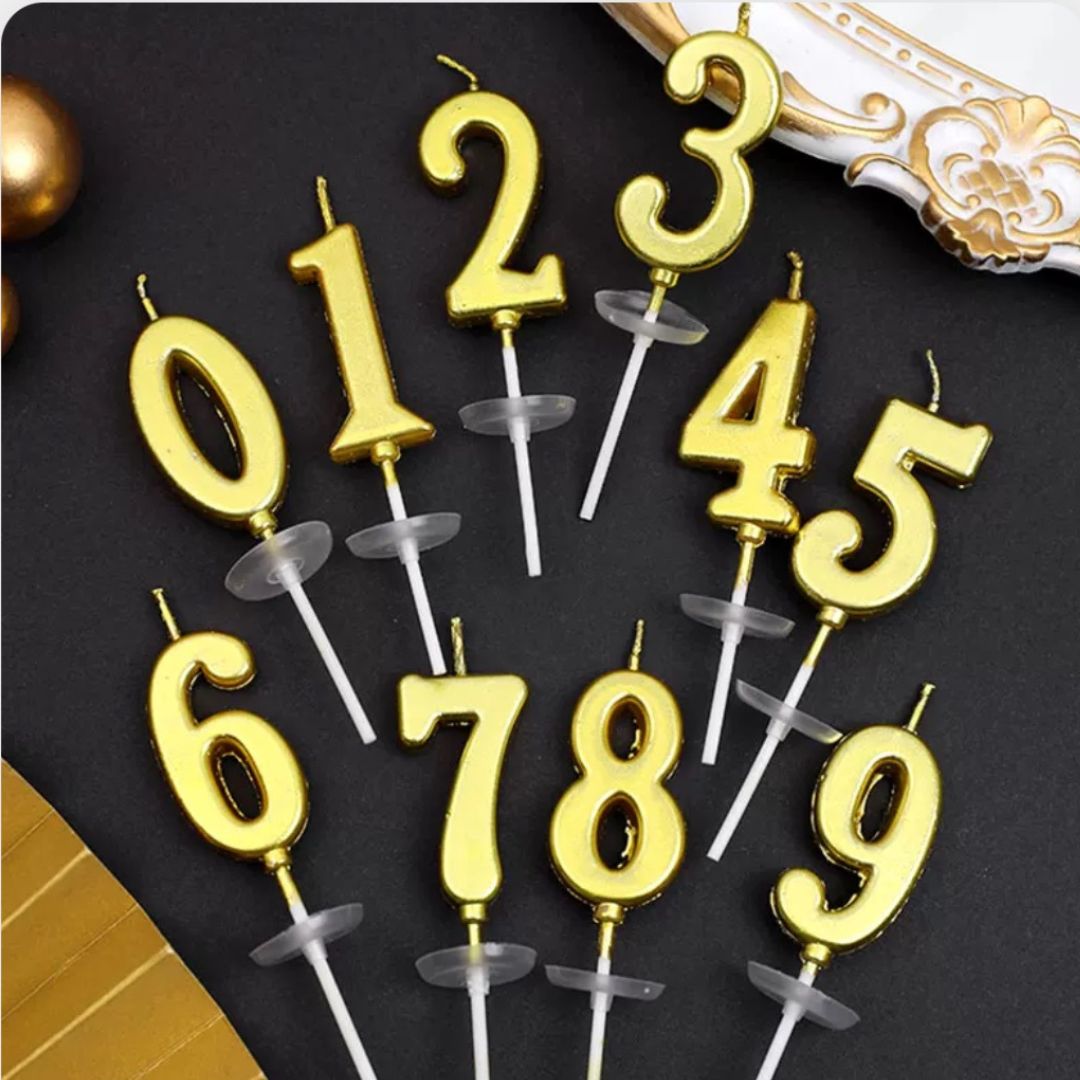 เทียนวันเกิด เทียนสีทอง เทียนตัวเลข เทียนสีทอง 0-9 พร้อมส่ง ราคา  5 บาท*ส่งฟรี