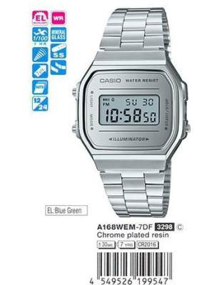 Casio แท้ 100% รุ่น A168WEM-7DF นาฬิกาผู้หญิง สายสเตนเลส Casio แท้ 100% รุ่น A168WEM-7DF นาฬิกาผู้หญิง สายสเตนเลส