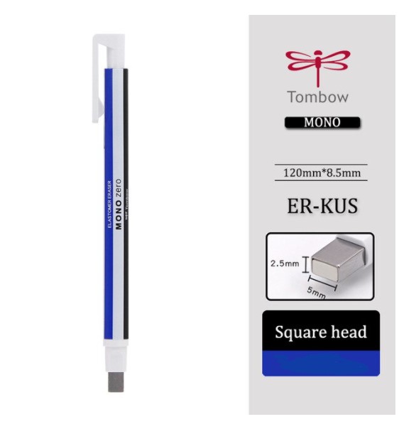 ปากกายางลบ TOMBOW MONO ZERO หัวเหลี่ยม/ Refill     Mechanical Eraser square type