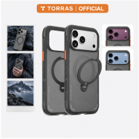 TORRAS Q3Air เคสiPhone18 พร้อมขาตั้งแม่เหล็ก360 ° | เบาะอากาศป้องกันการตกหล่นกลางแจ้ง | ผิวด้านกันลื่น | ที่จับที่มั่นคง | สำหรับ iPhone18Pro Max/ 17/16