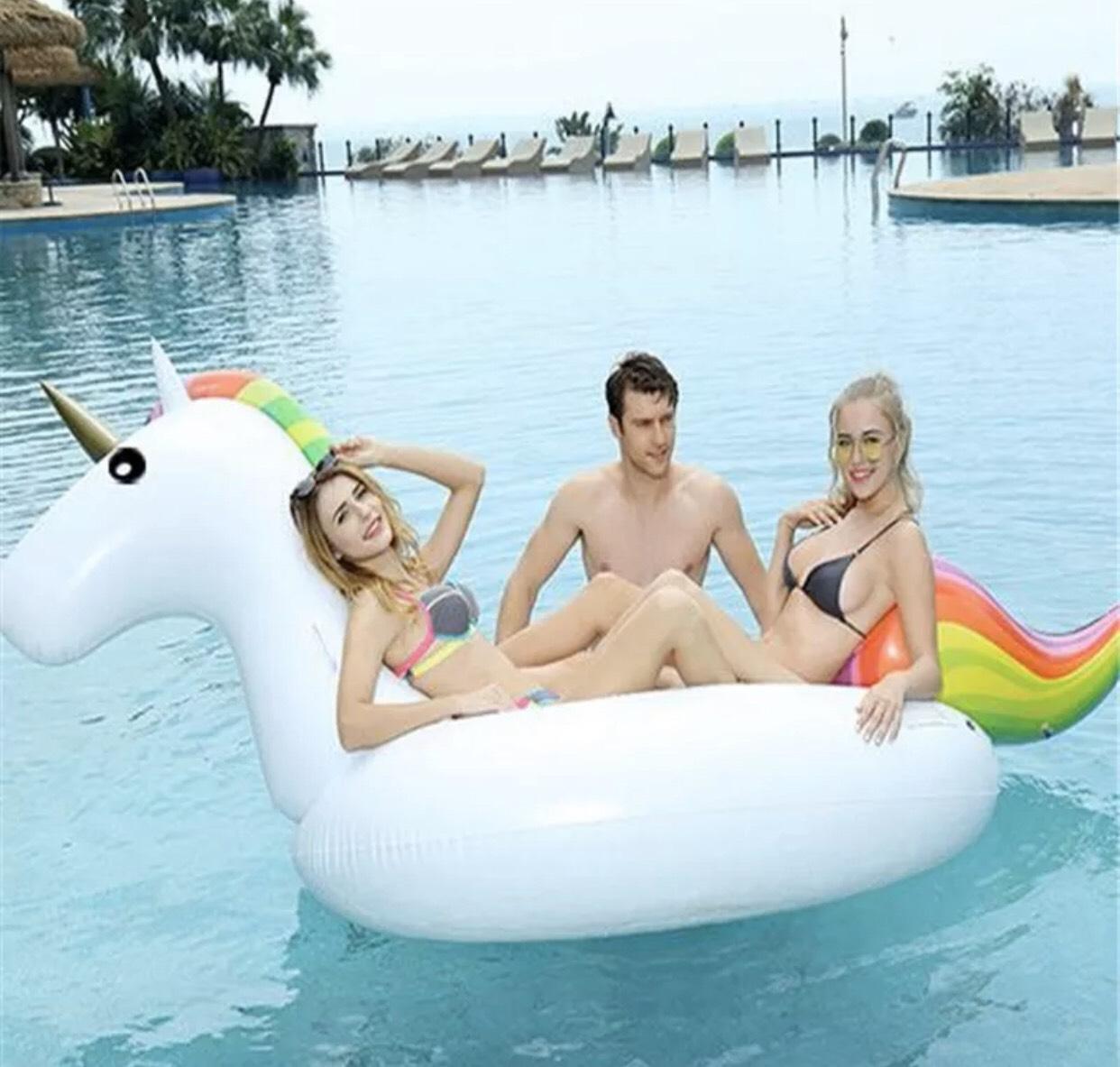ห่วงยางยูนิคอร์น ขนาดใหญ่พิเศษ Unicorn Swimming Pool Inflatable Float Raft Size XL แพยางเป่าลม เรือยาง 175*120